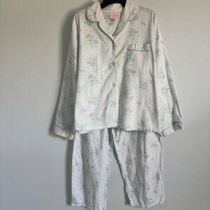 Pleasant Memories Long Sleeve 2 Piece Set Flannel Floral Print Women's Size 3X